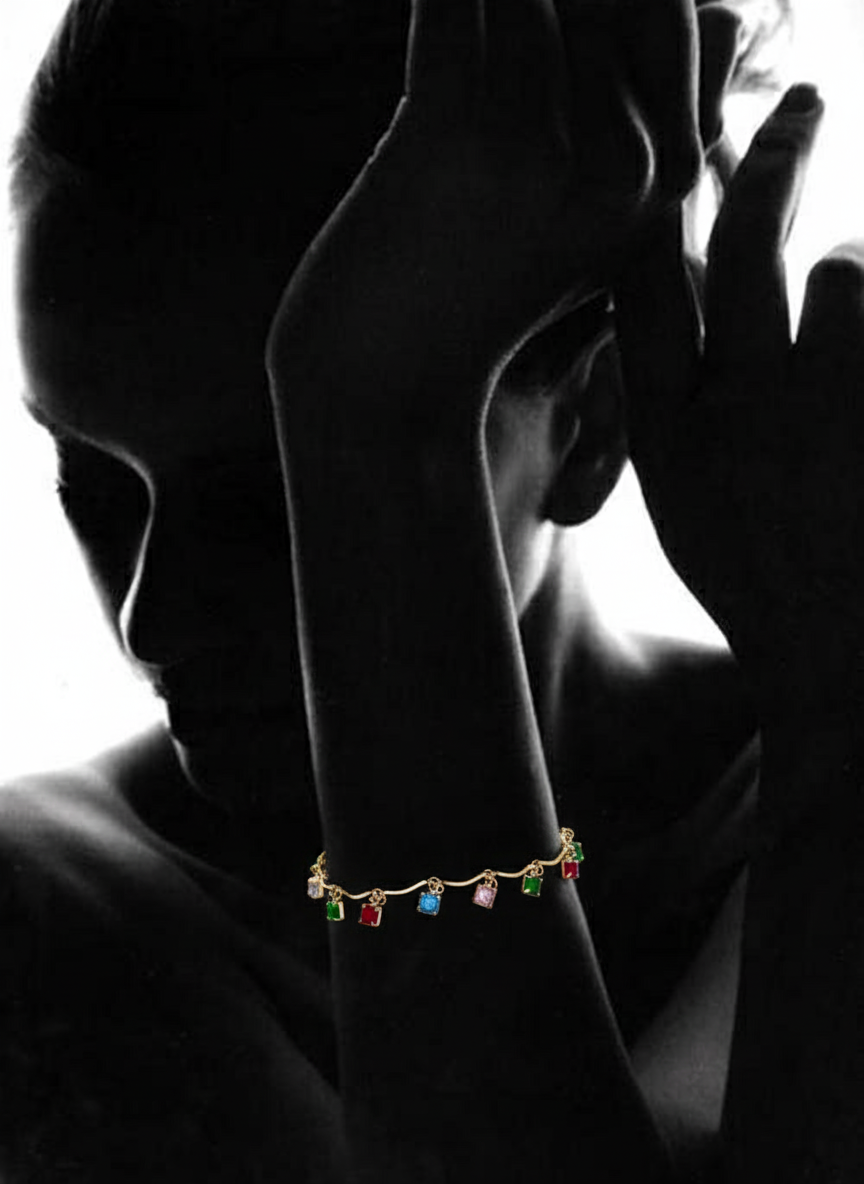 Aurora Cube Crystal Drop Bracelet