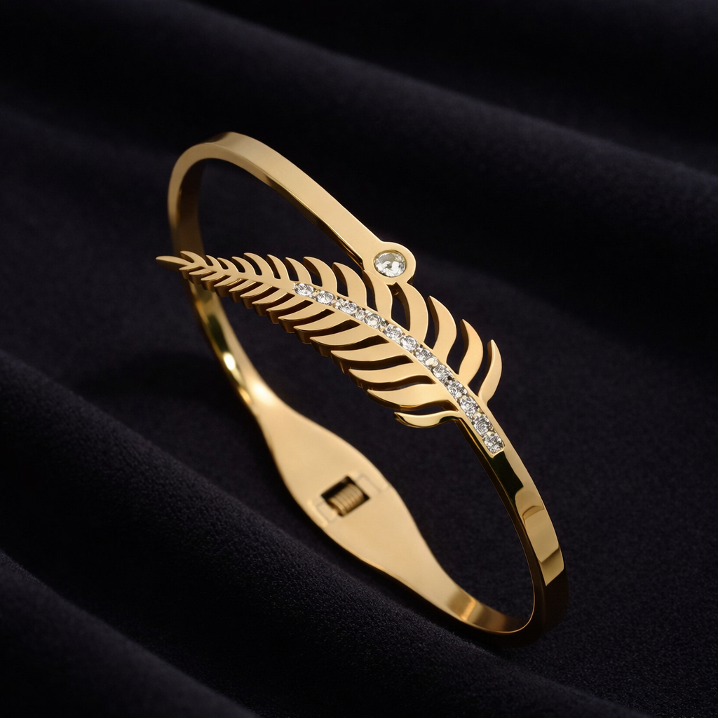 Golden Leaf Cuff Bangle