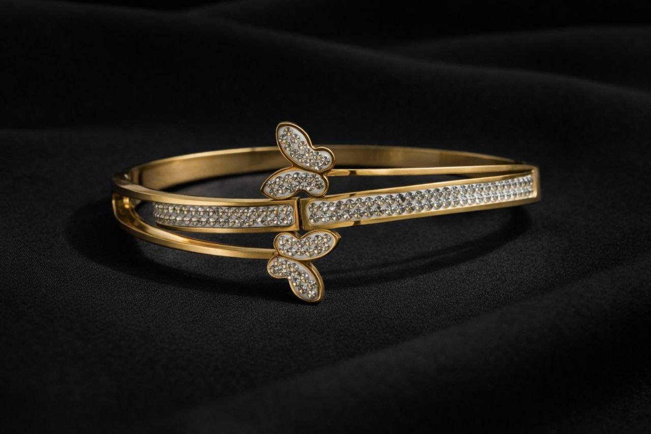 Golden Flutter Crystal Bangle