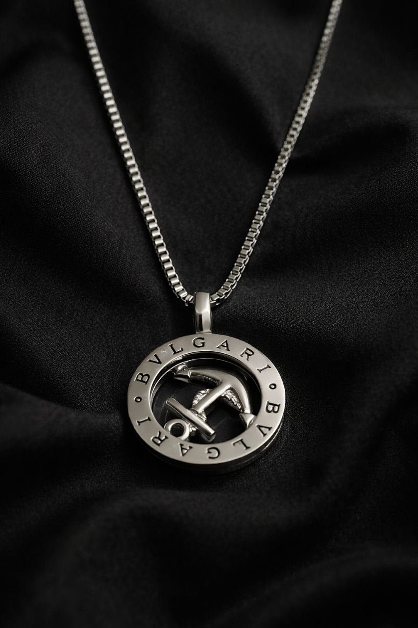 Silver Anchor Loop Medallion Pendant Bvlgari