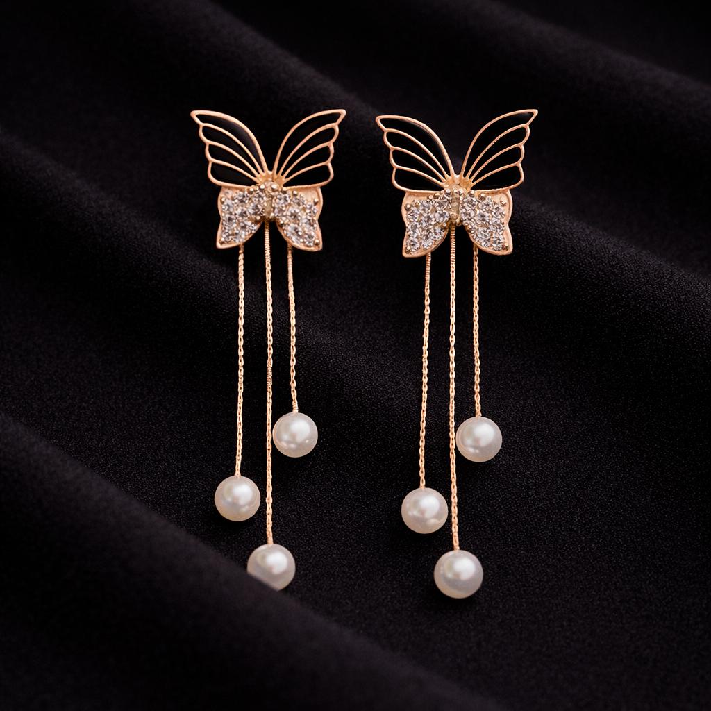 Butterfly Pearl Drop Earrings