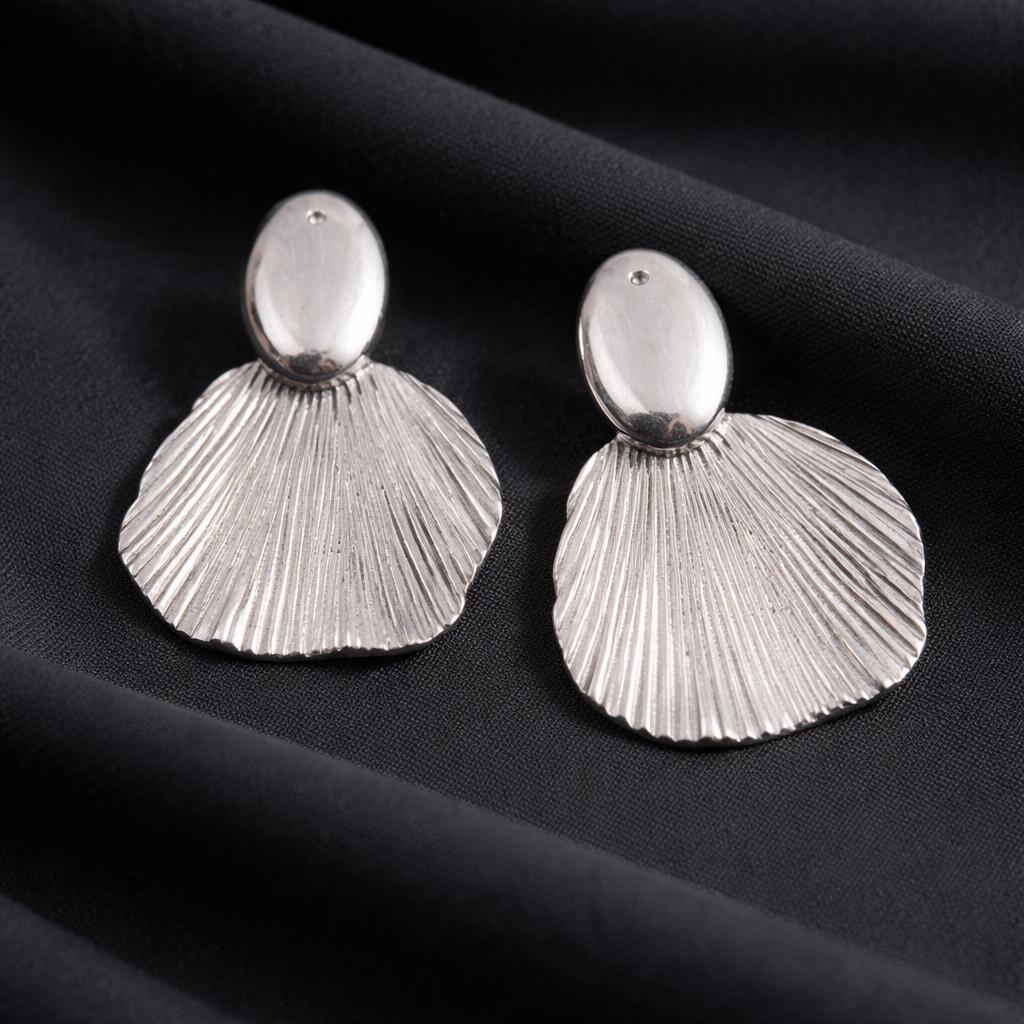 Silver Fan Drop Earrings