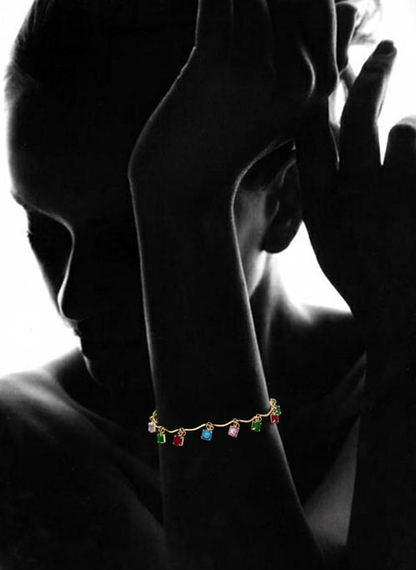 Aurora Cube Crystal Drop Bracelet