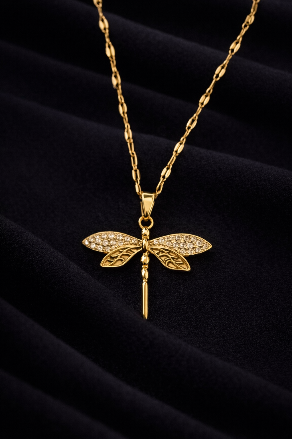 Crystal Dragonfly Pendant Necklace