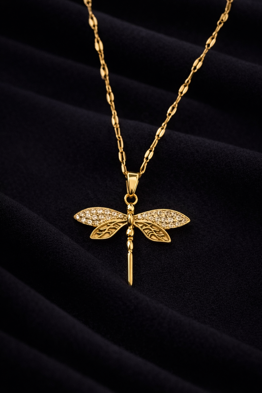Crystal Dragonfly Pendant Necklace