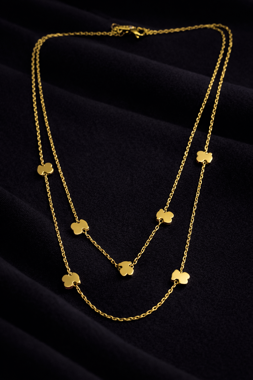 Rose Aura Clover Layered Necklace