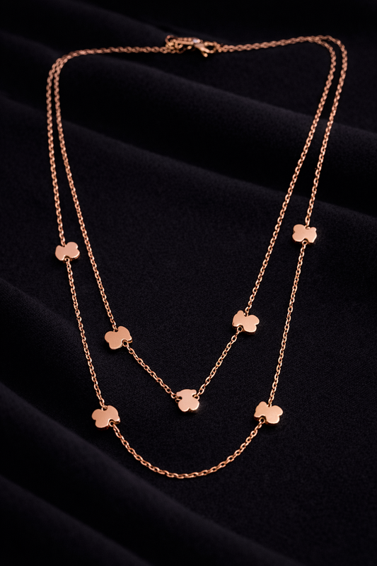 Rose Aura Clover Layered Necklace