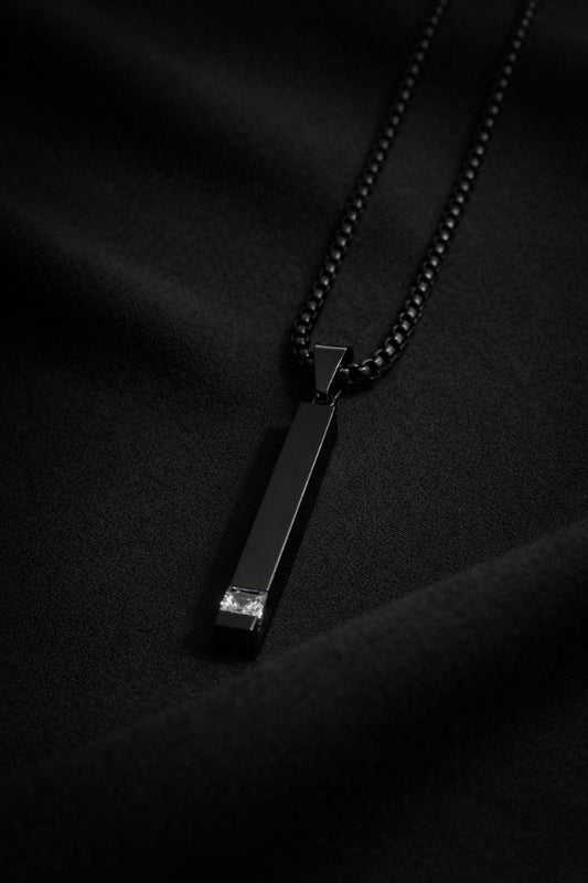 Black Bar Pendant Necklace