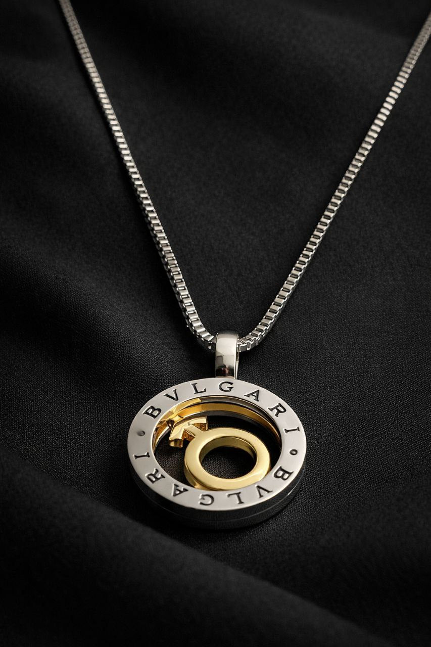 Gold Male Emblem Circular Pendant