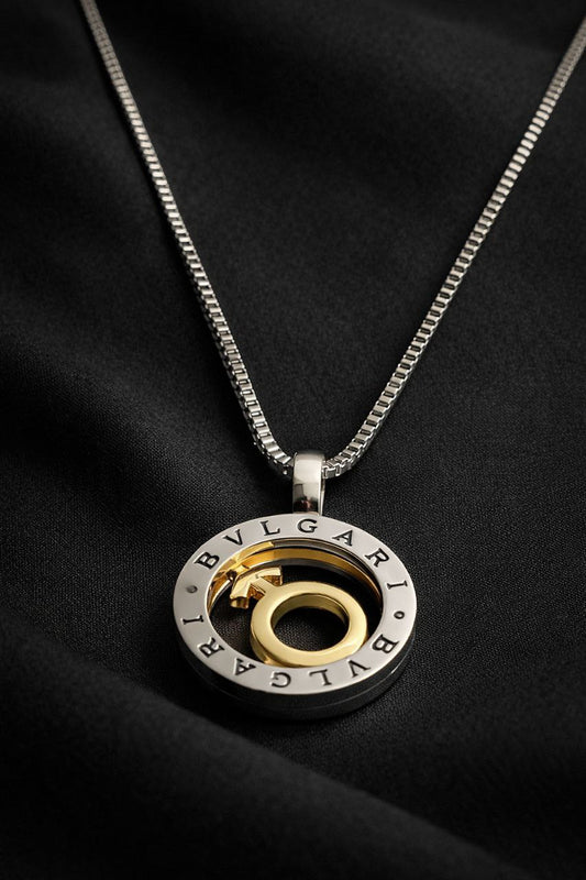 Gold Male Emblem Circular Pendant