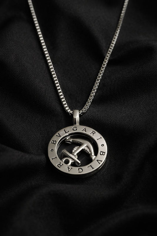 Silver Anchor Loop Medallion Pendant Bvlgari
