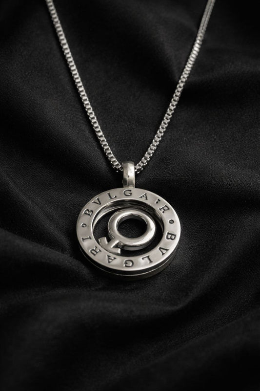 Silver Male Emblem Circular Pendant Bvlgari