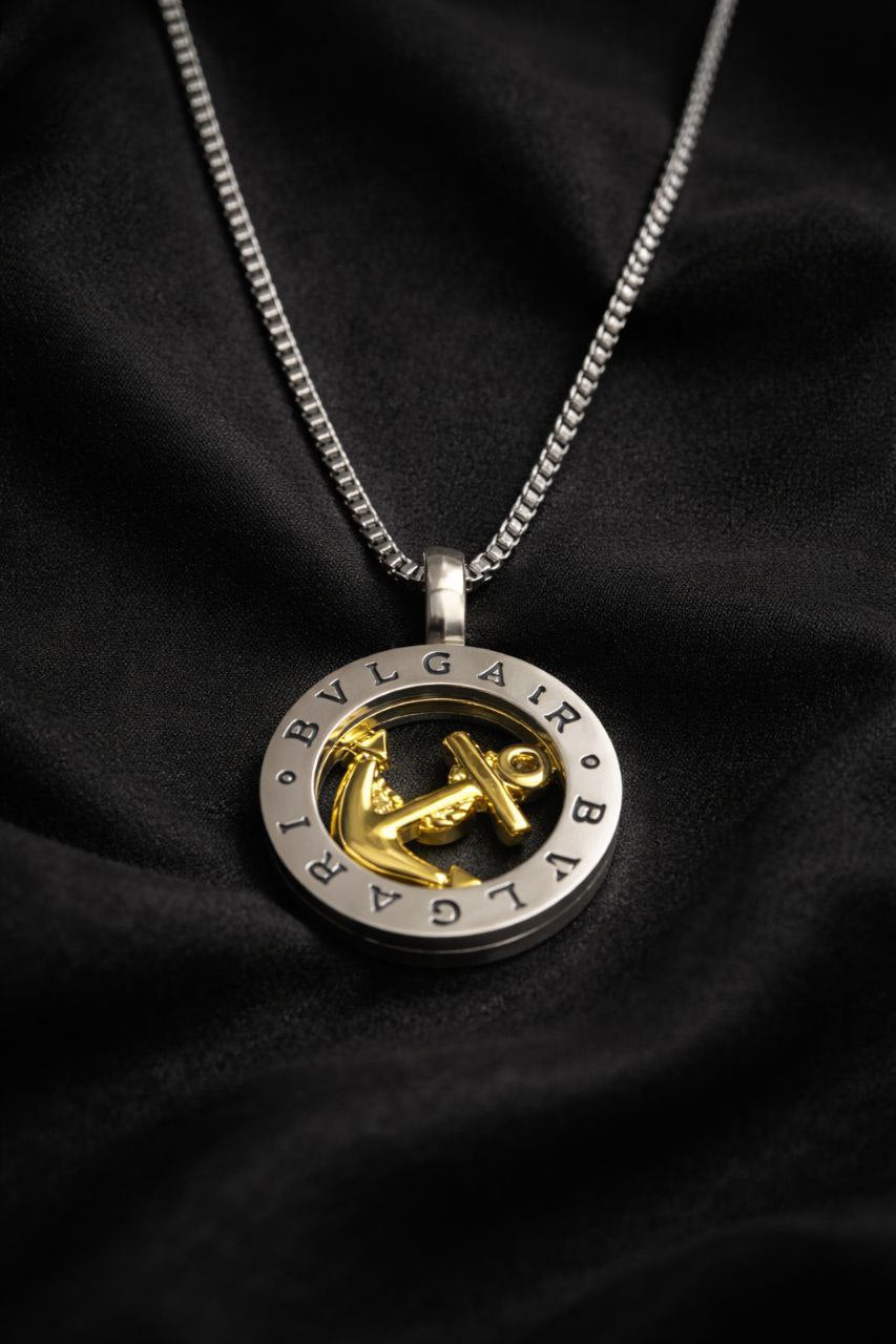 Golden Anchor Loop Medallion Pendant Bvlgari