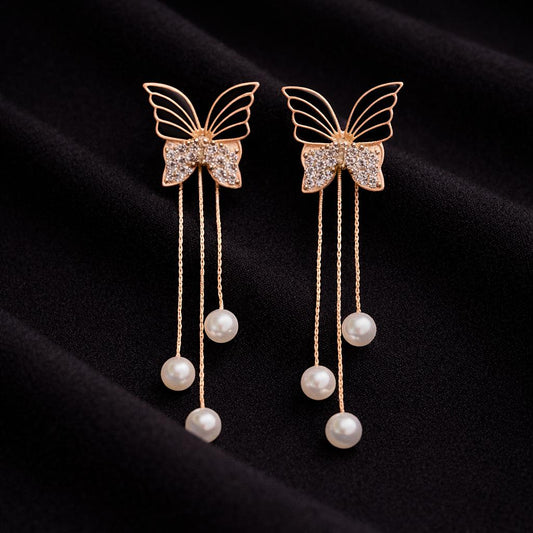 Butterfly Pearl Drop Earrings