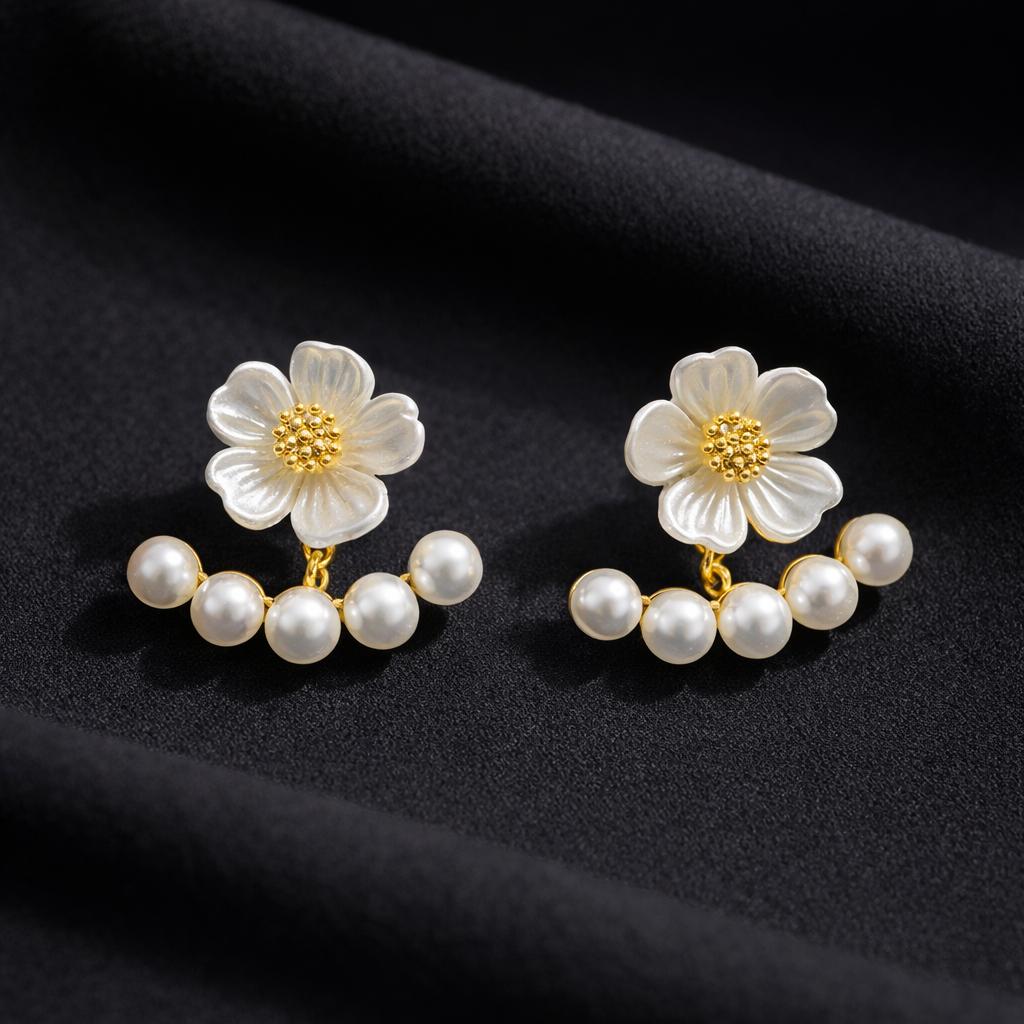 Pearl Blossom Stud Earrings