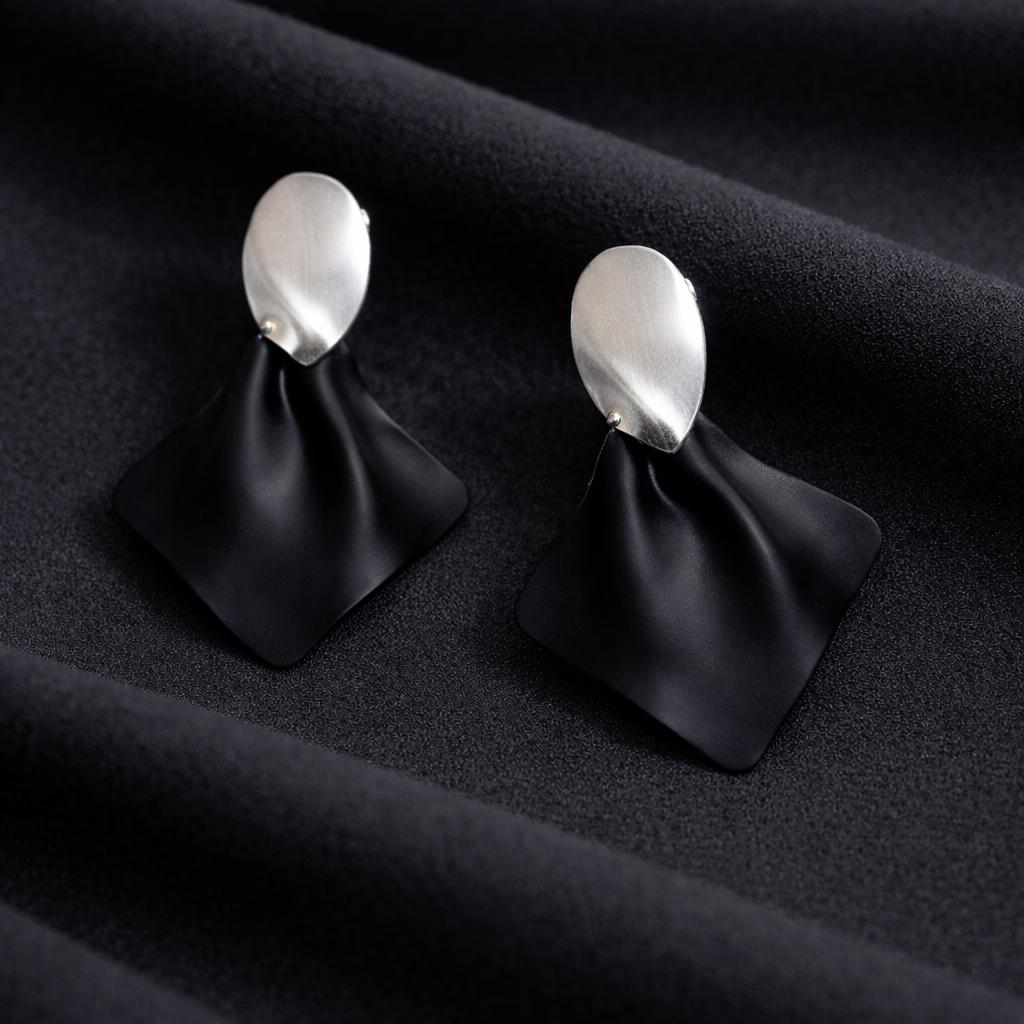 Two Tone Sculpted Drop Earrings