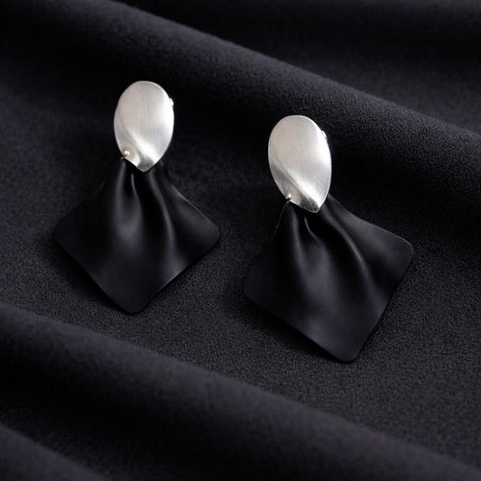 Two Tone Sculpted Drop Earrings