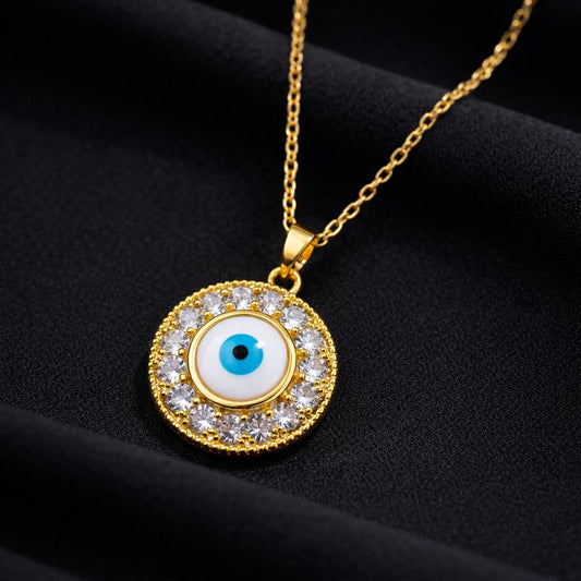 Evil Eye Halo Pendant Necklace