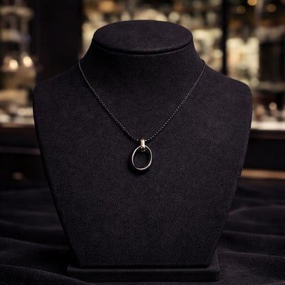 Black Oval Pendant Necklace
