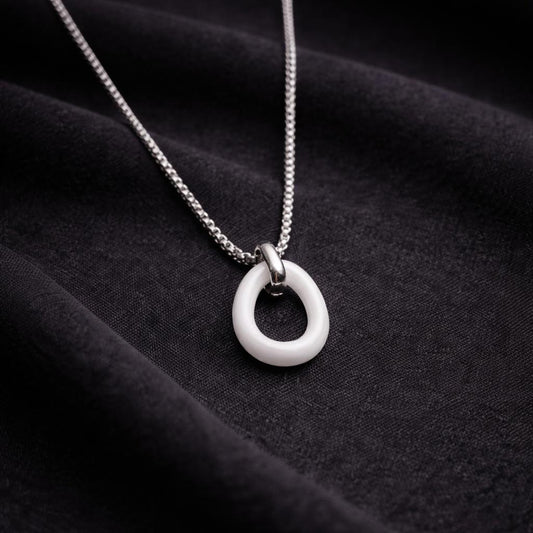 White Oval Pendant Necklace