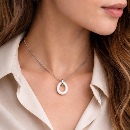 White Oval Pendant Necklace